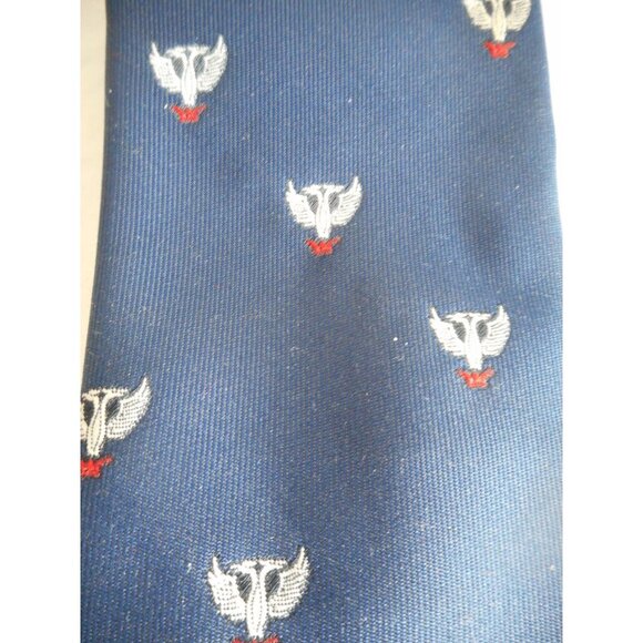 Vintage Blue Necktie Tie DoubleHeaded Bird over crown Made in PA USA - Picture 3 of 4